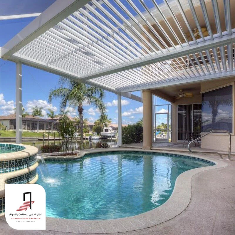 تفصيل مظلات مسابح قماش PVC الرياض